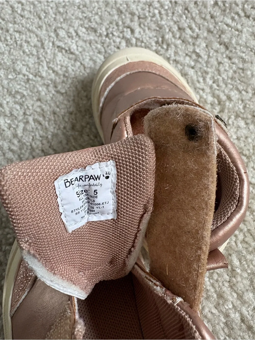 BearPaw Toddler Rose Gold Glitter High-Top Sneakers